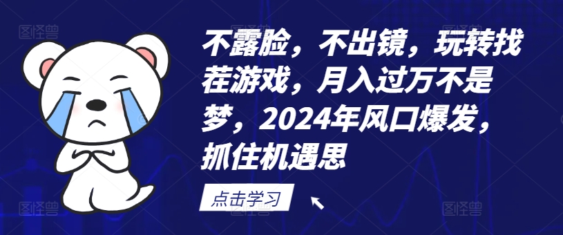 不露脸，不出镜，玩转找茬游戏，月入过万不是梦，2024年风口爆发，抓住机遇【揭秘】-猫哥网资源库