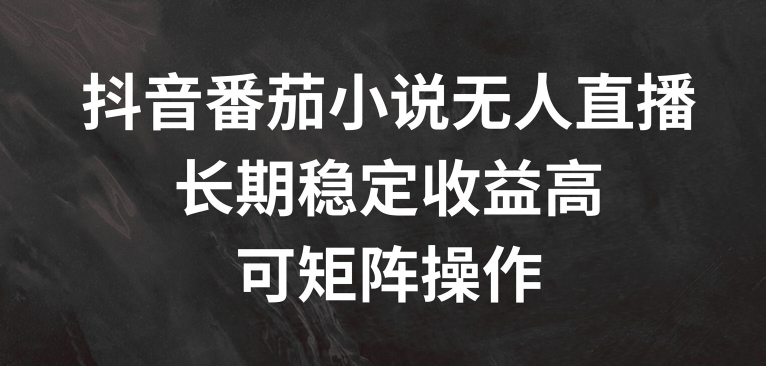 抖音番茄小说无人直播，长期稳定收益高，可矩阵操作【揭秘】-猫哥网资源库