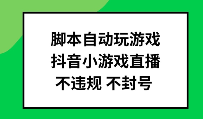脚本自动玩游戏，抖音小游戏直播，不违规不封号可批量做【揭秘】-猫哥网资源库