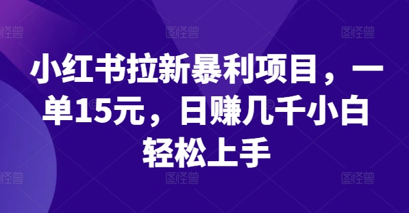 小红书拉新暴利项目，一单15元，日赚几千小白轻松上手【揭秘】-猫哥网资源库