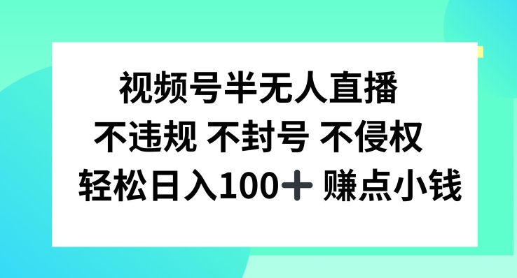 视频号半无人直播，不违规不封号，轻松日入100+【揭秘】-猫哥网资源库