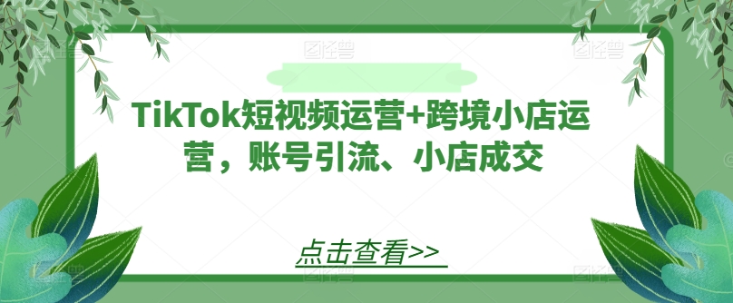 TikTok短视频运营+跨境小店运营，账号引流、小店成交-猫哥网资源库