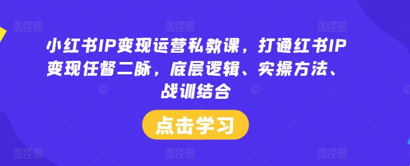 小红书IP变现运营私教课，打通红书IP变现任督二脉，底层逻辑、实操方法、战训结合-猫哥网资源库