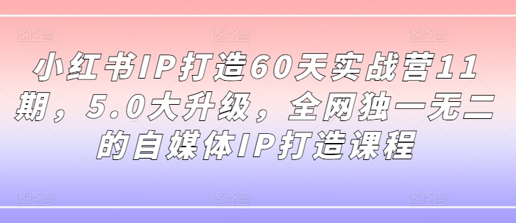 小红书IP打造60天实战营11期，5.0大升级，全网独一无二的自媒体IP打造课程-猫哥网资源库