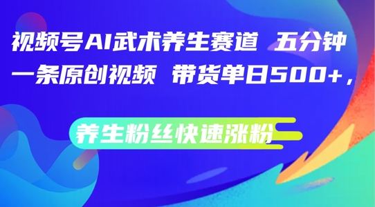 视频号AI武术养生赛道，五分钟一条原创视频，带货单日几张，养生粉丝快速涨粉【揭秘】-猫哥网资源库