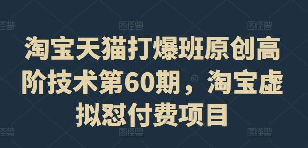 淘宝天猫打爆班原创高阶技术第60期，淘宝虚拟怼付费项目-猫哥网资源库