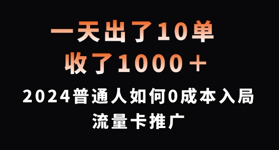 一天出了10单，收了1000+，2024普通人如何0成本入局流量卡推广【揭秘】-猫哥网资源库