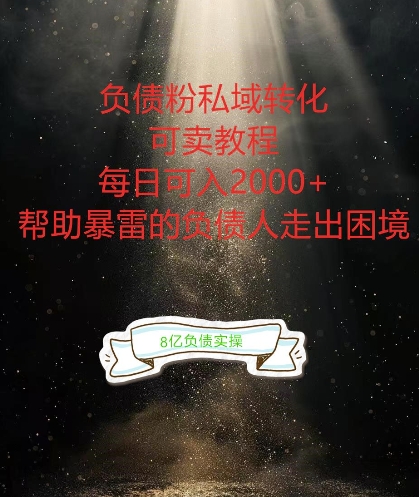 负债粉掘金计划，帮助负债者解决问题，债务规划，债务重组，最好的变现方式【揭秘】-猫哥网资源库