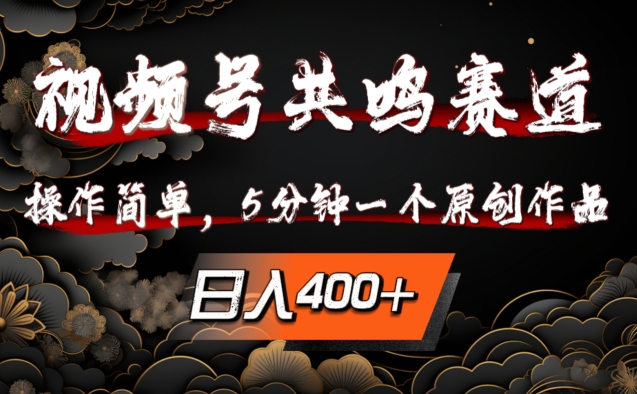 视频号共鸣赛道，操作简单，5分钟1个原创作品，日入几张【揭秘】-猫哥网资源库
