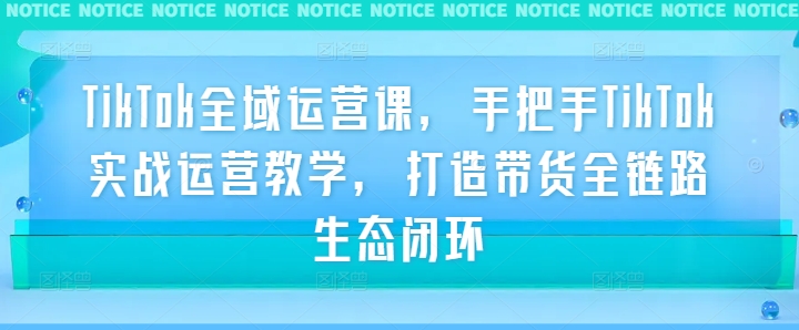 TikTok全域运营课，手把手TikTok实战运营教学，打造带货全链路生态闭环-猫哥网资源库