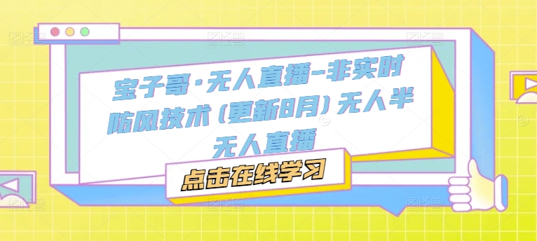 宝子哥·无人直播-非实时防风技术(更新9月)无人半无人直播-猫哥网资源库
