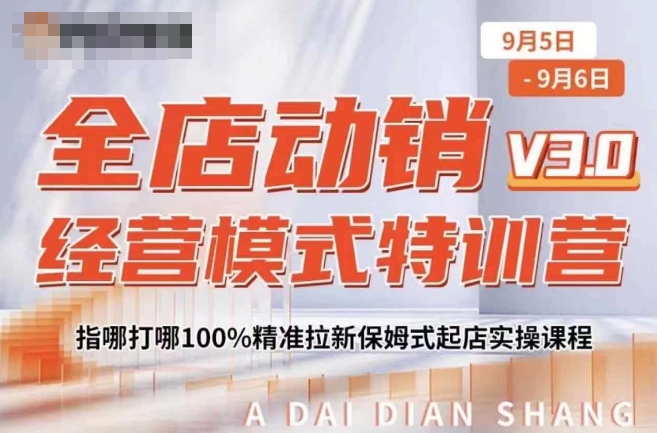 全店动销经营模式特训营，指哪打哪100%精准拉新保姆式起店实操课程-猫哥网资源库