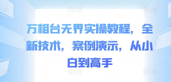 万相台无界实操教程，全新技术，案例演示，从小白到高手-猫哥网资源库