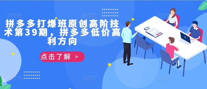 拼多多打爆班原创高阶技术第39期，拼多多低价高利方向-猫哥网资源库