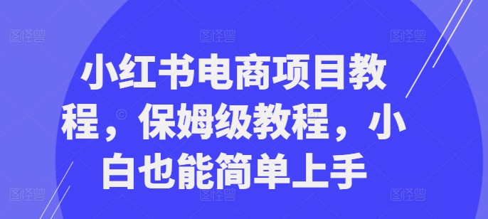 小红书电商项目教程，保姆级教程，小白也能简单上手-猫哥网资源库