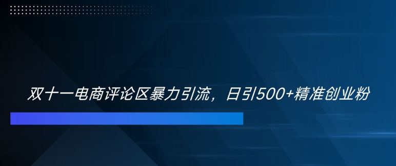 双十一电商评论区暴力引流，日引500+精准创业粉【揭秘】-猫哥网资源库