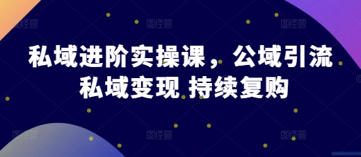 私域进阶实操课，公域引流 私域变现 持续复购-猫哥网资源库