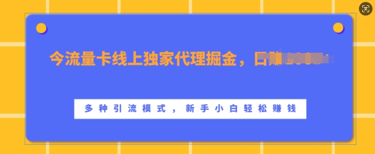 流量卡线上独家代理掘金，日入1k+ ，多种引流模式，新手小白轻松上手【揭秘】-猫哥网资源库