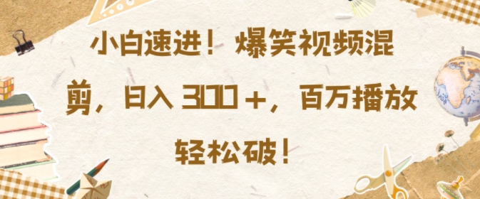 小白速进，爆笑视频混剪，日入3张，百万播放轻松破【揭秘】-猫哥网资源库