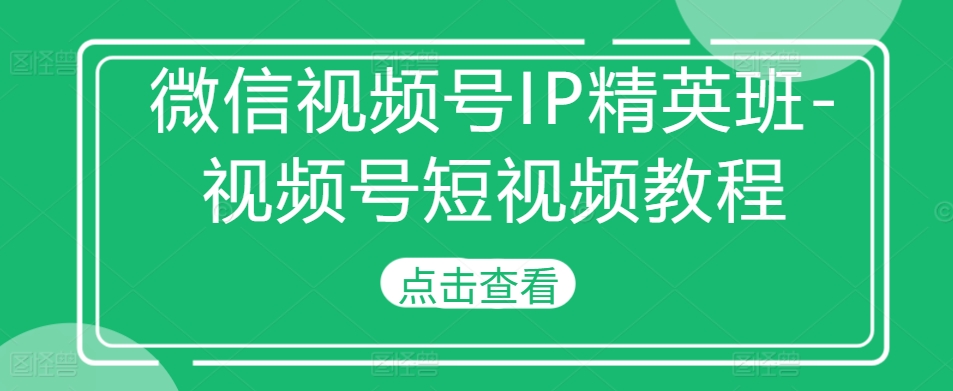 微信视频号IP精英班-视频号短视频教程-猫哥网资源库