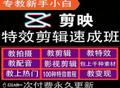 剪映特效教程和运营变现教程，特效剪辑速成班，专教新手小白-猫哥网资源库