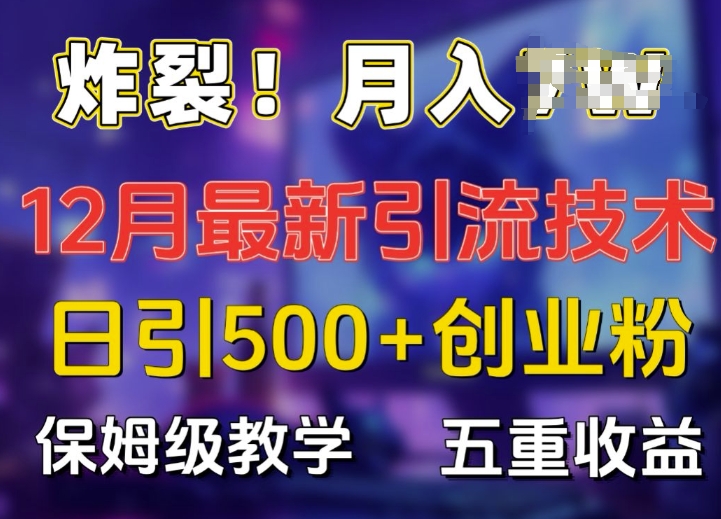 炸裂!揭秘12月最新日引流500+精准创业粉，多重收益保姆级教学-猫哥网资源库