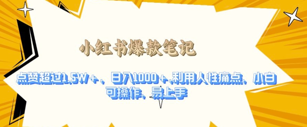 利用人性的痛点，打造爆款笔记，获得点赞超过1.5W+，日入1k【揭秘】-猫哥网资源库