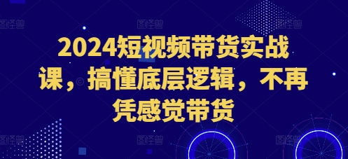 2024短视频带货实战课，搞懂底层逻辑，不再凭感觉带货-猫哥网资源库