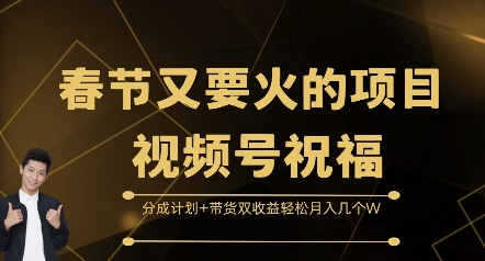 春节又要火的项目视频号祝福，分成计划+带货双收益，轻松月入几个W【揭秘】-猫哥网资源库
