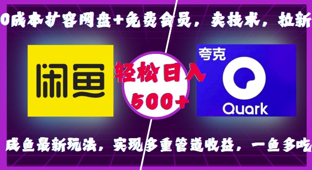 0成本扩容网盘+免费会员，卖技术，拉新，咸鱼最新玩法，实现多重管道收益，一鱼多吃，轻松日入500+-猫哥网资源库