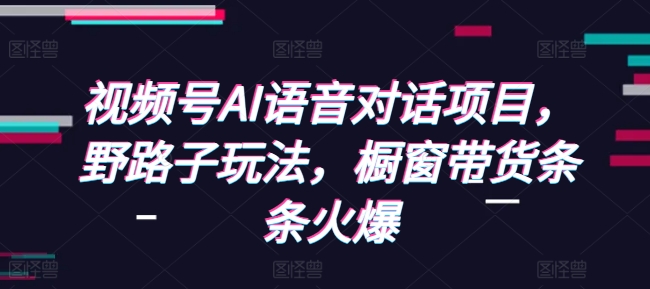 视频号AI语音对话项目，野路子玩法，橱窗带货条条火爆-猫哥网资源库