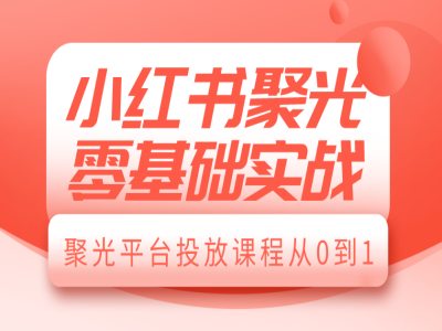 小红书聚光零基础实战，聚光平台投放课程从0到1-猫哥网资源库