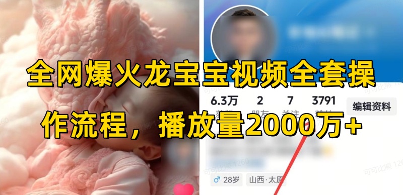 全网爆火龙宝宝视频全套操作流程，播放量2000万+-猫哥网资源库