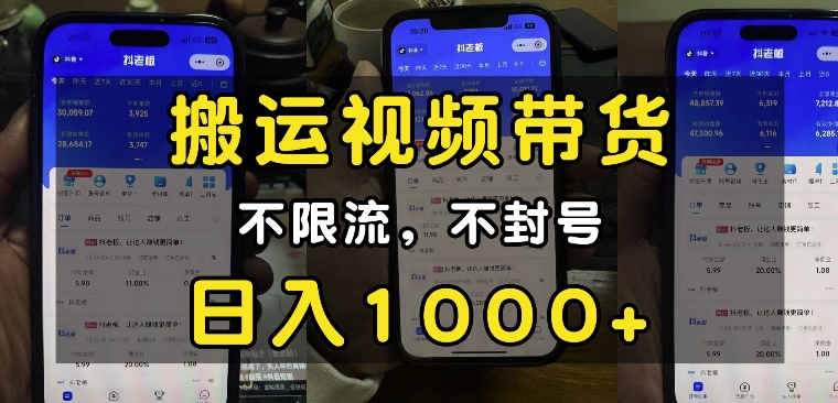 “小白必看”搬运视频带货玩法，不限流，不封号，纯自然流，日入1k-猫哥网资源库