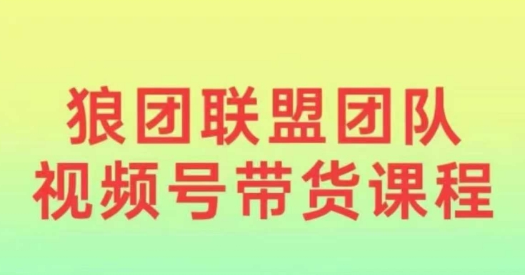 狼团联盟2024视频号带货，0基础小白快速入局视频号-猫哥网资源库