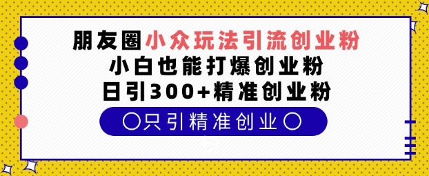 朋友圈小众玩法引流创业粉，小白也能打爆创业粉，日引300+精准创业粉【揭秘】-猫哥网资源库