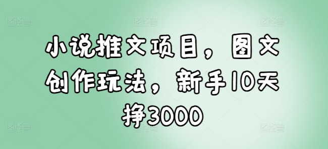 小说推文项目，图文创作玩法，新手10天挣3000-猫哥网资源库