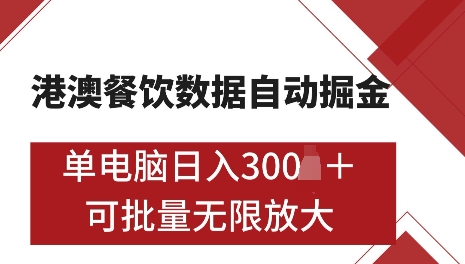港澳数据全自动掘金，单电脑日入5张，可矩阵批量无限操作【仅揭秘】-猫哥网资源库