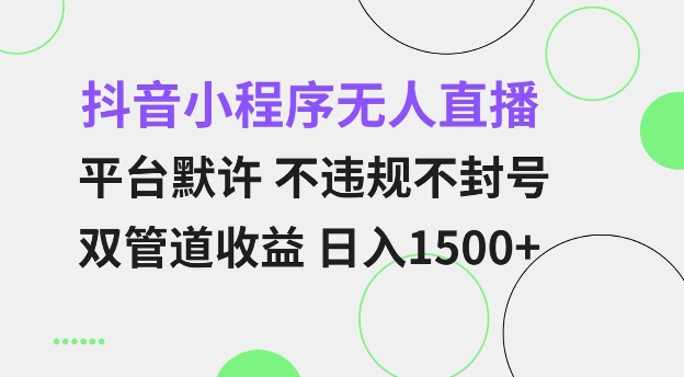 抖音小程序无人直播 平台默许 不违规不封号 双管道收益 日入多张 小白也能轻松操作【仅揭秘】-猫哥网资源库