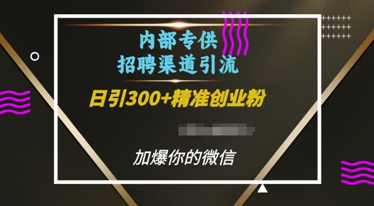 内部招聘渠道日引流300+创业粉，加爆你的微信【揭秘】-猫哥网资源库