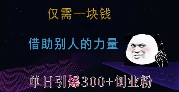 仅需一块钱，借助别人的力量，单日引爆300+创业粉、兼职粉【揭秘】-猫哥网资源库