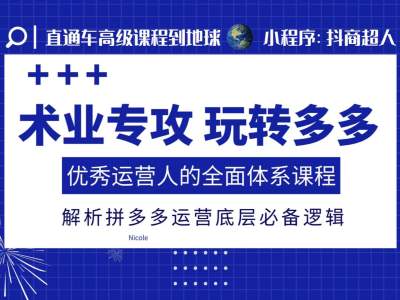 术业专攻玩转多多，优秀运营人的全面体系课程，解析拼多多运营底层必备逻辑-猫哥网资源库
