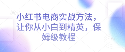 小红书电商实战方法，让你从小白到精英，保姆级教程-猫哥网资源库
