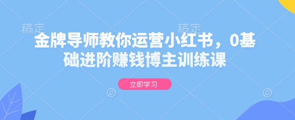 金牌导师教你运营小红书，0基础进阶赚钱博主训练课-猫哥网资源库