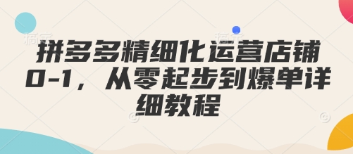 拼多多精细化运营店铺0-1，从零起步到爆单详细教程-猫哥网资源库