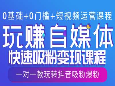 0基础+0门槛+短视频运营课程，玩赚自媒体快速吸粉变现课程，一对一教玩转抖音吸粉爆粉-猫哥网资源库