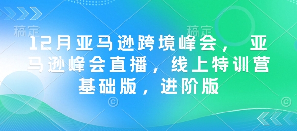 12月亚马逊跨境峰会， 亚马逊峰会直播，线上特训营基础版，进阶版-猫哥网资源库