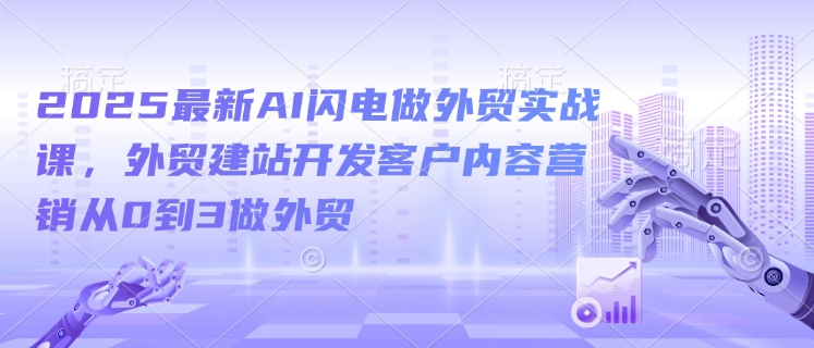 2025最新AI闪电做外贸实战课，外贸建站开发客户内容营销从0到3做外贸-猫哥网资源库