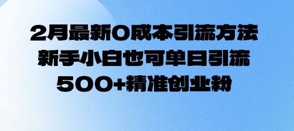 2月最新0成本引流方法，新手小白也可单日引流500+精准创业粉-猫哥网资源库