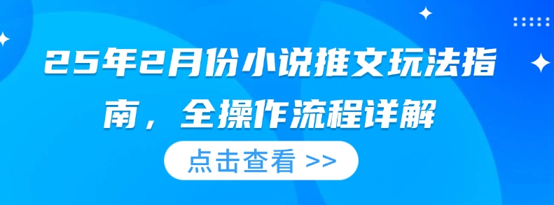 25年2月份小说推文玩法指南，全操作流程详解-猫哥网资源库